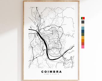 Coimbra Map Print - City Map Poster - Map Art - Map Wall Art - Portugal City Maps - Coimbra Print - Coimbra Poster - Minimalist City Map