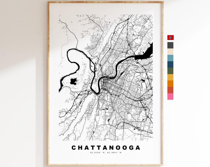 Chattanooga Map Print - City Map Poster - Map Art - USA City Maps - Chattanooga Print - Chattanooga Poster - Minimalist City Map - Tennessee