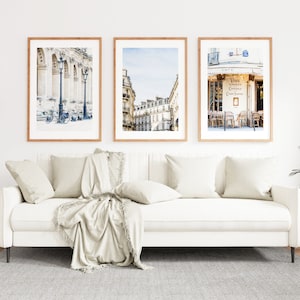 Paris Print Set x3 - Paris Photography Prints - Contemporary - Soft Tones - Neutral Decor - Paris Prints - Paris Poster - Paris Art - Blue