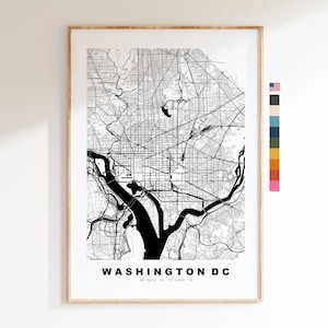 Washington DC Carte de la ville Imprimer - impression de carte - art de la carte - estampes ou impressions encadrées - États-Unis