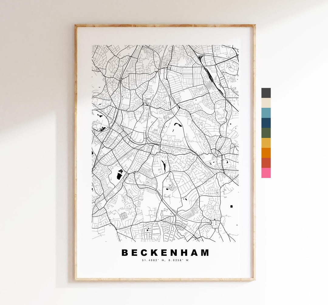 Beckenham Map Print - Minimalist City Map Poster - Map Art - UK ...
