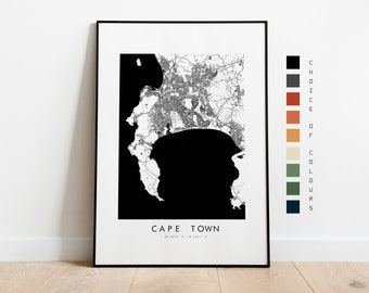Cape Town Map Print - City Map Poster - Map Art - Map Wall Art - South Africa City Map - Cape Town Print - Cape Town Poster - Art - Africa