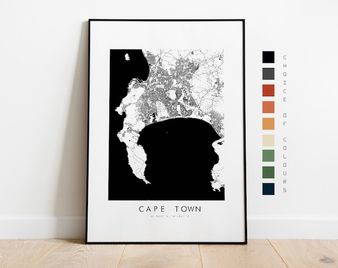 Cape Town Map Print - City Map Poster - Map Art - Map Wall Art - South Africa City Map - Cape Town Print - Cape Town Poster - Art - Africa