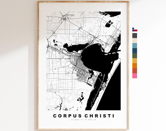 Corpus Christi Map Print - City Map Poster - Map Art - USA City Maps - Corpus Christi Print - Poster - Minimalist City Map - Texas
