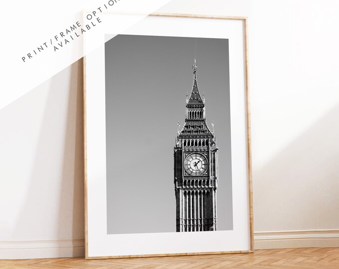 Big Ben Print - London Photography Print - Fine Art Photography - London Print - Poster - Wall Art - Black and White Print - Monochrome