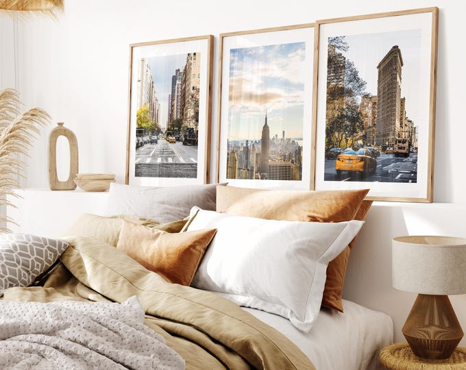 New York City Print Set - Print Set of Three - Warm Neutral Tones - Home Decor - Fine Art Photography - NYC Posters - New York Prints