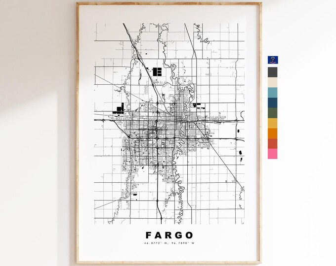 Fargo Map Print - City Map Poster - Map Art - USA City Maps - Fargo Print - Fargo Poster - Minimalist City Map - North Dakota