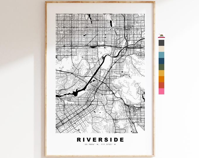 Riverside Map Print - City Map Poster - Map Art - USA City Maps - Riverside Print - Riverside Poster - Minimalist City Map - California