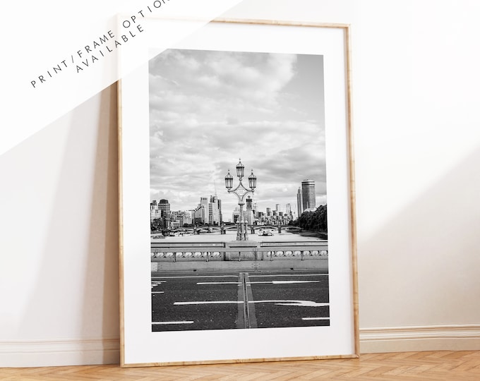 London Monochrome Print - London Photography Print - Fine Art Photography - London Print - Poster - Wall Art - Westminster Bridge - London