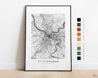 Pittsburgh Map Print - City Map Poster - Map Art - Map Wall Art - USA City Map - Pittsburgh Print - Pittsburgh Poster - Wall Art - Map