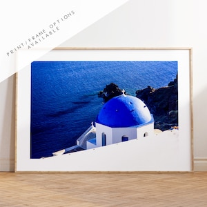 Santorini Fotografie Druck - Griechenland - Print - Poster - Santorini Fotografie - Griechenland Wandkunst - Blue Dome - Santorini Blau - Griechischer Druck