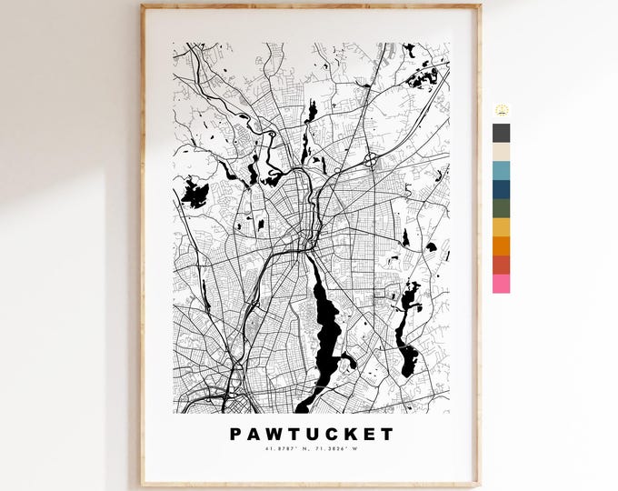 Pawtucket Map Print - City Map Poster - Map Art - USA City Maps - Pawtucket Print - Pawtucket Poster - Minimalist City Map - Rhode Island