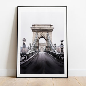 Szechenyi Bridge Print - Budapest Photography Print - Fine Art Photography - Architecture - Bridge - Winter - Photography Print - Poster