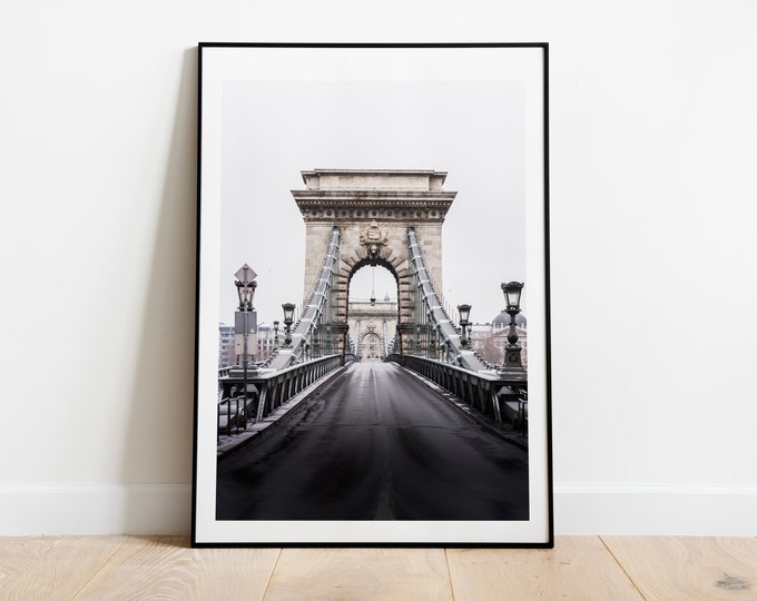 Szechenyi Bridge Print - Budapest Photography Print - Fine Art Photography - Architecture - Bridge - Winter - Photography Print - Poster