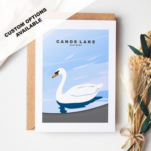 Cartão de felicitações Canoe Lake - Cartões Portsmouth e Southsea (Designs de viagem) - Em branco por dentro ou incluir mensagem - Envelope incluído