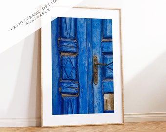 Blue Door Print - Greece - Print - Poster - Santorini Photography - Greece Wall Art - Blue Wall Art - Blue Door Photo - Blue Door Art - Gift