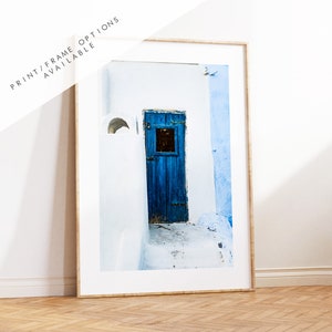 Greece Blue Door Photography Print - Greece - Print - Poster - Santorini Photography - Greece Wall Art - Blue Wall Art - Architecture Detail