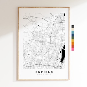 Stampa mappa Enfield - Poster mappa città minimalista - Arte murale mappa - Regno Unito - Stampa Enfield - Poster Enfield - Diversi colori disponibili