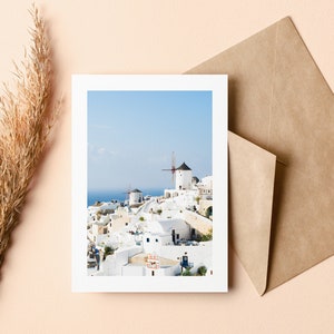 Santorini Grußkarte - Grußkarte - Innen leer - Geburtstag - Jahrestag - Muttertag - Vatertag - Feiertag - Grußkarte
