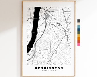 Kennington Map Print - Minimalist City Map Poster - Map Art - London, UK - Kennington Print - Poster - Different Colours Available