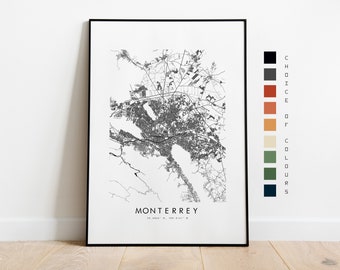 Monterrey Map Print - City Map Poster - Map Art - Map Wall Art - Mexico City Map - Monterrey Print - Monterrey Print - South America - Map