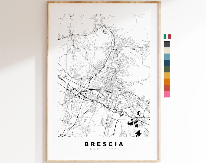 Brescia Map Print - City Map Poster - Map Art - Map Wall Art - Italy City Maps - Brescia Print - Brescia Poster - Minimalist City Map