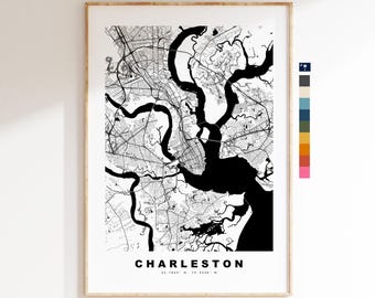 Charleston Map Print - City Map Poster - Map Art - USA City Maps - Charleston Print - Poster - Minimalist City Map - South Carolina