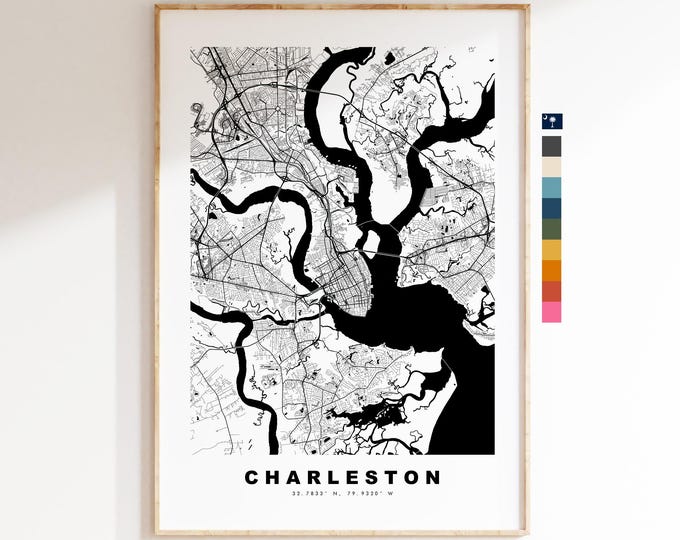 Charleston Map Print - City Map Poster - Map Art - USA City Maps - Charleston Print - Poster - Minimalist City Map - South Carolina