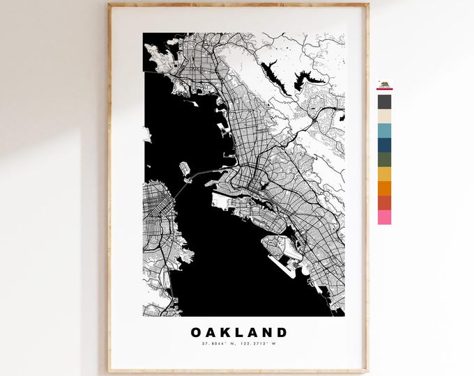 Oakland Map Print - City Map Poster - Map Art - USA City Maps - Oakland Print - Oakland Poster - Minimalist City Map - California