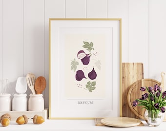 Les Figues Print - French Figues Poster - Fig Wall Art - Fig Print - French Food Posters - Fruit Illustration - Kitchen Art - Gift - Marche