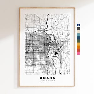 Omaha Carte de la ville Imprimer - impression de carte - art de la carte - estampes ou impressions encadrées - minimaliste - États-Unis