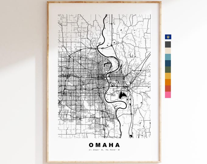 Omaha Map Print - City Map Poster - Map Art - USA City Maps - Omaha Print - Omaha Poster - Minimalist City Map - Nebraska