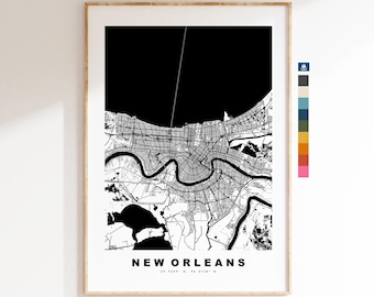 New Orleans Map Print - City Map Poster - Map Art - USA City Maps - New Orleans Print - New Orleans Poster - Minimalist City Map - Louisiana