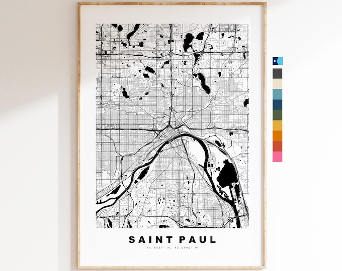 Saint Paul Map Print - City Map Poster - Map Art - USA City Maps - St Paul Print - St Paul Poster - Minimalist City Map - Minnesota