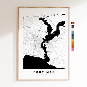 Portimão Carte de la ville Imprimer - impression de carte - art de la carte - impressions ou impressions encadrées - minimaliste - Portugal