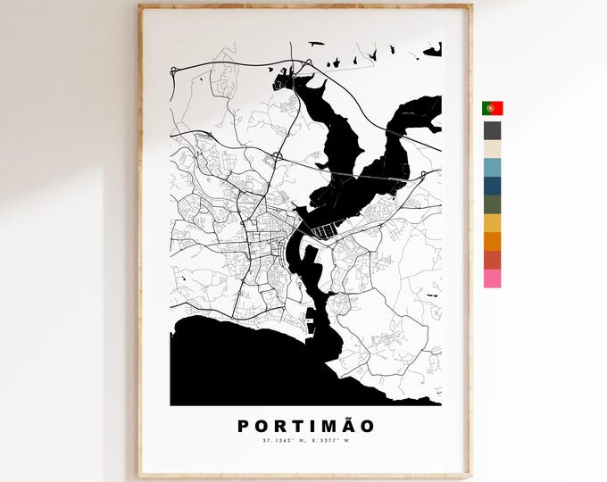 Portimao Map Print - City Map Poster - Map Art - Map Wall Art - Portugal City Maps - Portimão Print - Portimão Poster - Minimalist City Map