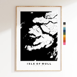 Impresión de mapa de la isla de Mull - Póster de mapa minimalista - Arte de pared con mapas - Escocia - Impresión de la isla de Mull - Póster de Mull - Diferentes colores disponibles