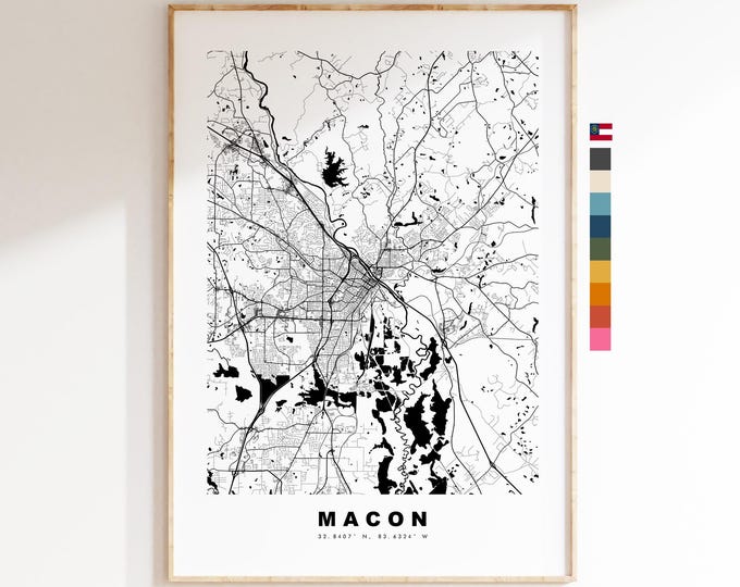 Macon Map Print - City Map Poster - Map Art - USA City Maps - Macon Print - Macon Poster - Minimalist City Map - Georgia