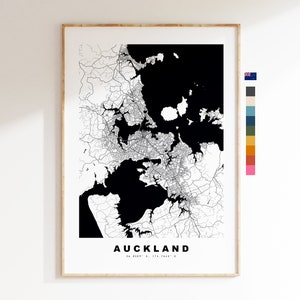 Auckland impression de carte - Carte de la ville minimaliste - Map Wall Art - Impressions ou impressions encadrées