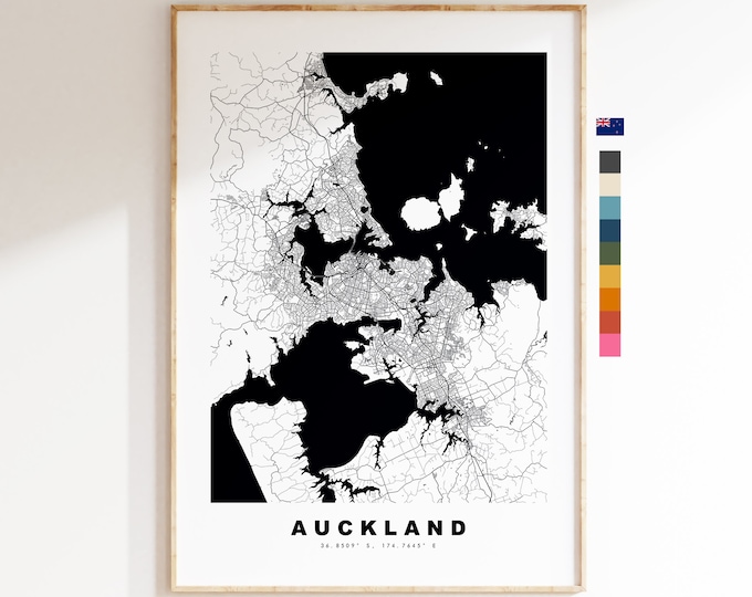 Auckland Map Print - City Map Poster - Map Wall Art - New Zealand City Maps - Auckland Print - Auckland Poster - Minimalist City Map