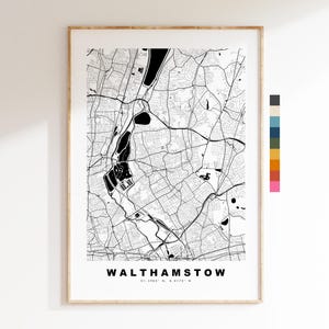 Impresión del mapa de Walthamstow - Póster minimalista de mapa urbano - Arte cartográfico - Reino Unido - Impresión de Walthamstow - Walthamstow, Londres - Diferentes colores disponibles