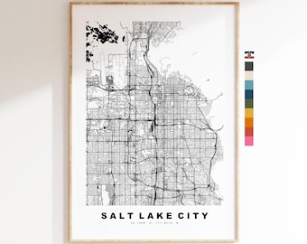 Salt Lake City Map Print - City Map Poster - Map Art - USA City Maps - Salt Lake City Print - Poster - Minimalist City Map - Utah