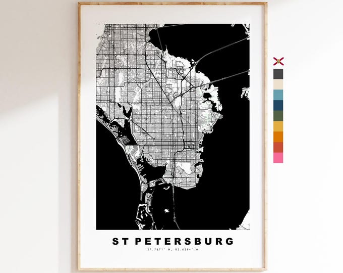 St Petersburg Map Print - City Map Poster - Map Art - USA City Maps - St Petersburg Print - Poster - Minimalist City Map - Florida