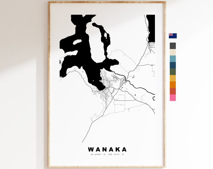 Wanaka Map Print - City Map Poster - Map Wall Art - New Zealand City Maps - Wanaka Print - Wanaka Poster - Minimalist City Map