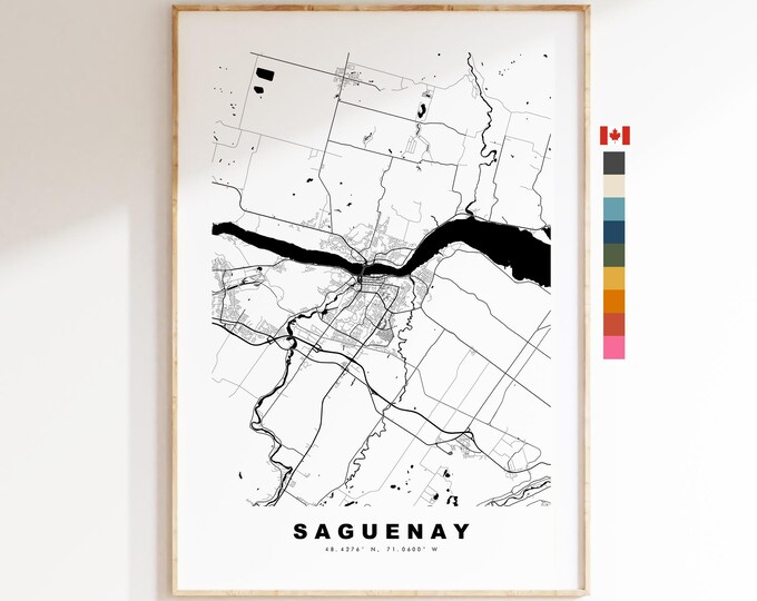 Saguenay Map Print - City Map Poster - Map Art - Map Wall Art - Canada City Maps - Saguenay Print - Saguenay Poster - Minimalist City Map
