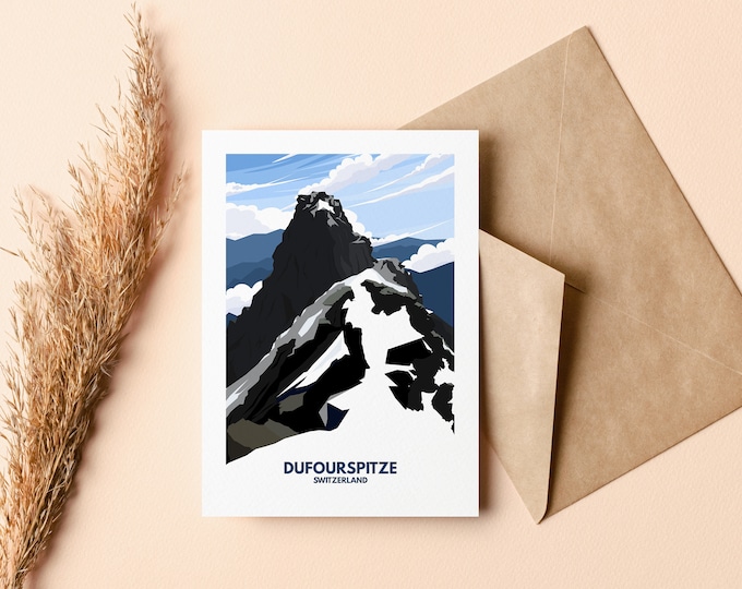 Monte Rosa Greeting Card - Greeting Cards - Blank Inside - Illustration - Birthday - Anniversary - Mothers Day - Fathers Day - Alps