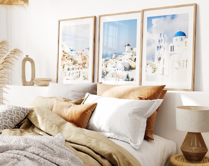 Greece Print Set of 3 - Santorini Photography Prints - Greek Wall Art - Framed Prints Available - Fine Art Photography - Greek Architecture