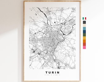 Turin Map Print - City Map Poster - Map Art - Map Wall Art - Italy City Maps - Turin Print - Turin Poster - Minimalist City Map