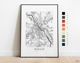 Warsaw Map Print - City Map Poster - Map Art - Map Wall Art - Poland City Map - Warsaw Print - Warsaw Poster - Wall Art - Map - Europe