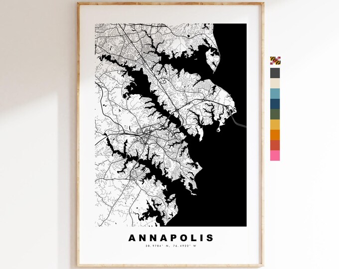 Annapolis Map Print - City Map Poster - Map Art - USA City Maps - Annapolis Print - Annapolis Poster - Minimalist City Map - Maryland